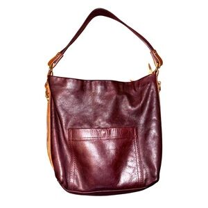 CORONADO Brown Red Leather Hobo Shoulder Bag Concealed Carry Vintage Made In USA